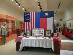 flag and veteran exhibit